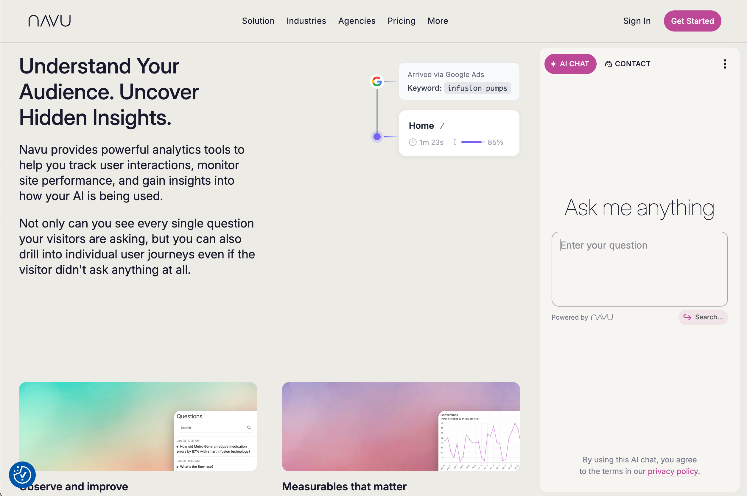 Website featuring the Navu AI Chat Sidebar.